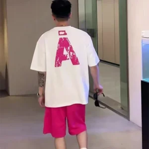 100%精梳棉~大字母男女同款显瘦亲肤透气潮流街头简约不挑人日常百搭透气好