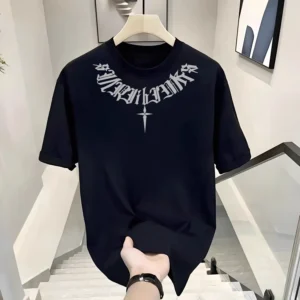 100%精梳棉~字母超酷男潮必备少年感大气高级新款百搭休闲
