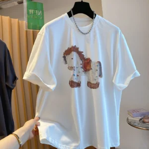 100%精梳棉~耐看设计气简笔画可爱小马显瘦亲肤透气简约不挑人日常百搭透气好