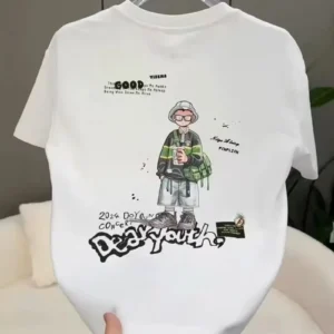 100%精梳棉~慵懒风上身超有质感潮流街头少年感涂鸦版日常百搭宽松