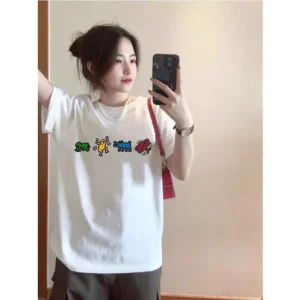 100%精梳棉~凉快舒适耐看温柔慵懒风显瘦亲肤透气设计气网红简约字母