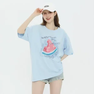 100%精梳棉~原创手绘西瓜百搭耐看减龄软糯亲肤大气甜美小众舒适耐穿
