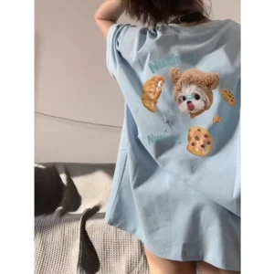 100%精梳棉~小熊可爱清新干净耐看设计气网红简约高级不挑人显瘦亲肤透气
