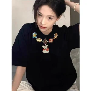 100%精梳棉~个性不撞衫温柔宽松慵懒百搭设计大气清新凉快舒适耐看新款