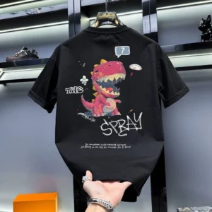 100%精梳棉~大气潮流街头少年感小恐龙日常百搭宽松遮肉字母简洋气精梳棉透气