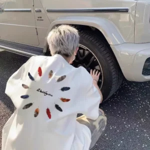 100%精梳棉~双面灵动羽毛新款印花高级新款百搭休闲时尚