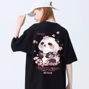 100%精梳棉~可爱耐看小熊猫时尚甜美小众舒适耐穿回头率超高温柔宽松