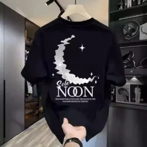100%精梳棉~男潮酷街头帅气韩版倒影月亮版网红AB面潮酷