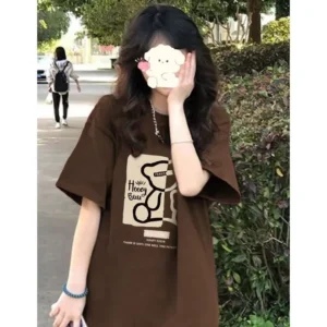100%精梳棉~简单小熊舒适耐穿回头率超高温柔宽松慵懒百搭设计简单百搭可爱