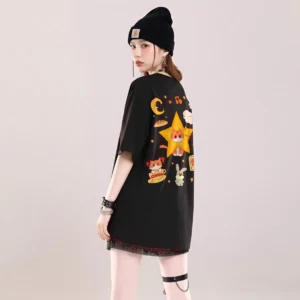 100%精梳棉~星星男女同款大气高级新款百搭休闲时尚