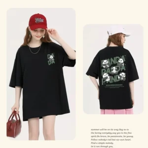 100%精梳棉~熊猫时尚甜美小众舒适耐穿回头率超高温柔宽松慵懒百搭设计