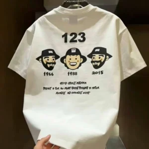 100%精梳棉~大气潮流街头少年感头像字母涂鸦版日常百搭宽松遮肉