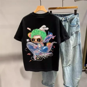 100%精梳棉~大气宽松慵懒闭眼入潮流街头少年感小龙人日常百搭宽松遮肉