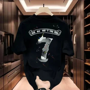 100%精梳棉~男潮酷街头帅网红幸运数字7面字母简单洋气耐看百搭潮流
