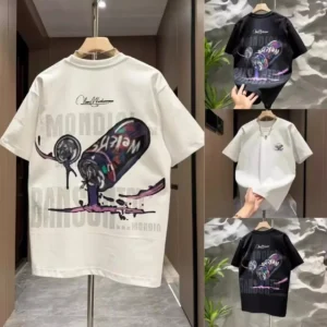 100%精梳棉~慵懒风上身超有质感潮流街头少年感涂鸦版日常百搭宽松