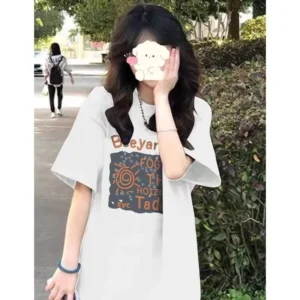 100%精梳棉~回头率超高温柔宽松慵懒百搭设计简单百搭大气上镜