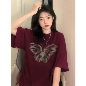 100%精梳棉~多色可选温柔宽松慵懒百搭设计大气清新凉快舒适耐看显瘦彩色蝴蝶
