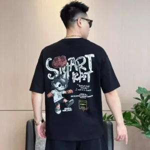 100%精梳棉~潮流街头简约不挑人涂鸦收手绘小怪兽日常百搭宽松遮肉简洋气