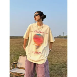 100%精梳棉~高级梦幻太阳倒影大气清新凉快舒适耐看显瘦亲肤透气设计气