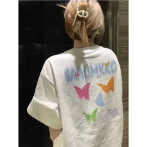 100%精梳棉~干净舒适凉快舒适耐看显瘦亲肤透气设计气网红简约彩色蝴蝶