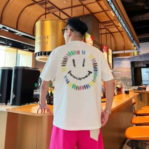 100%精梳棉~大气简约耐看设计潮流街头少年感彩色笑脸日常百搭宽松