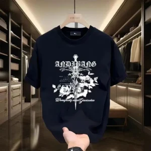 100%精梳棉~男潮酷街单面正肩有行字母简单洋气耐看百搭潮流少年感