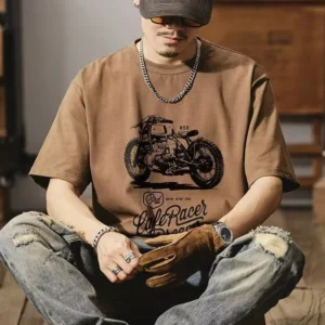 100%精梳棉~男女同款潮酷机车爆款多色可选印花AB面高级新款
