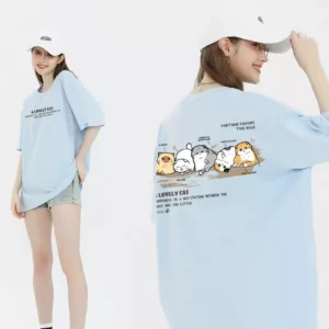 100%精梳棉~韩系显瘦动画图可爱甜美小众舒适耐穿回头率超高温柔宽松