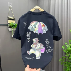 100%精梳棉~大气潮降落伞小熊日常百搭宽松遮肉字母简洋气遮肉显瘦