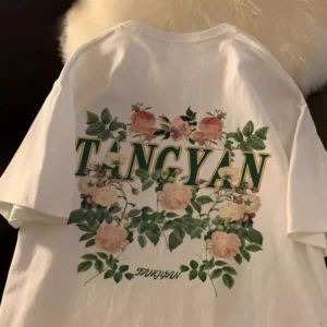 100%精梳棉~男女同款潮酷韩版新款透气百搭多色可选印花AB面高级新款