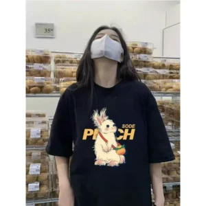 100%精梳棉~可爱兔子耐看设计气网红简约高级不挑人显瘦亲肤透气