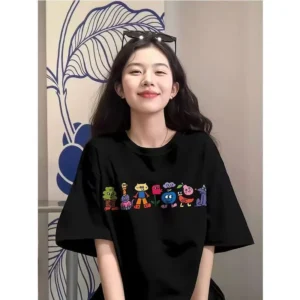 100%精梳棉~多巴胺彩色图舒适耐穿温柔宽松慵懒百搭设计大气可爱