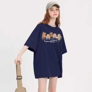 100%精梳棉~百搭耐看减龄软糯亲肤大气甜美小众舒适耐穿大图简单饼干小熊原创