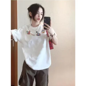 100%精梳棉~宽松慵懒百搭设计多色可选大气清新凉快舒适耐看显瘦亲肤